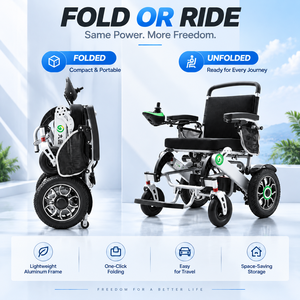 Portable Electric Wheelchair for Adults Lightweight Aluminum Alloy Folding Power Wheelchair Lithium Battery for Indoor Travel