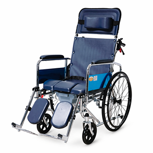 Chrome Steel Reclining Wheelchair with Ergonomic U Seat